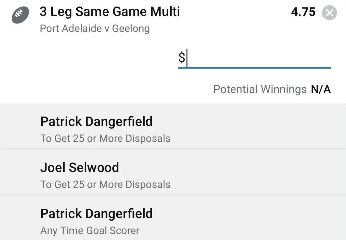 Cats SGM - Stake 2 Units - Minimum Odds 4.2 - Best Book Sportsbet