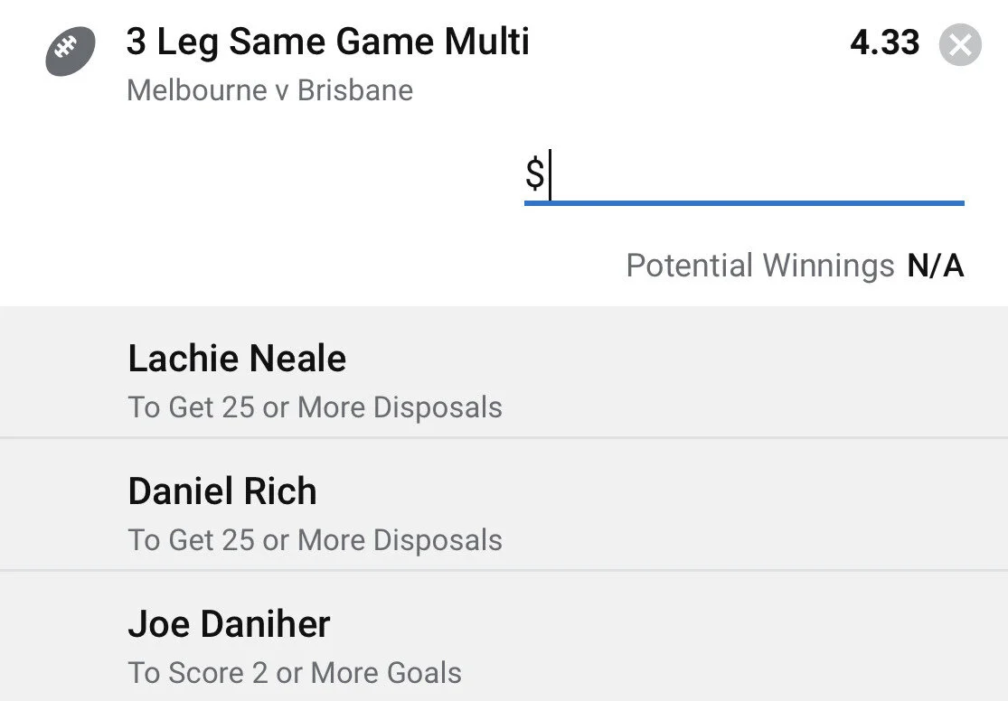 Lions SGM - Stake 2 Units - Minimum Odds 3.8 - Best Book Sportsbet