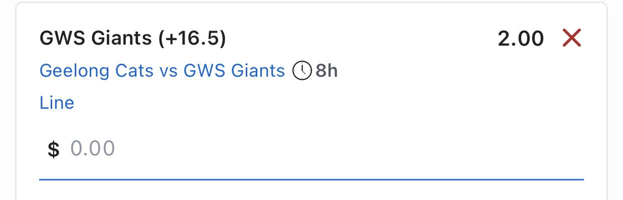 GWS Line - Stake 2.5 Units - Minimum Line down to +15.5 - Lads/Neds Only