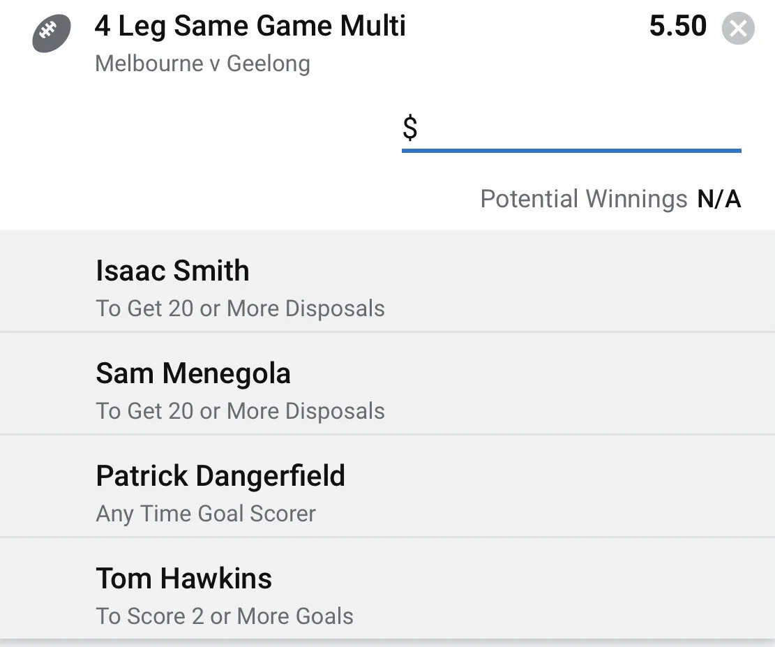 Cats SGM - Stake 1.5 Units - Minimum Odds 4.8 - Best Book Sportsbet