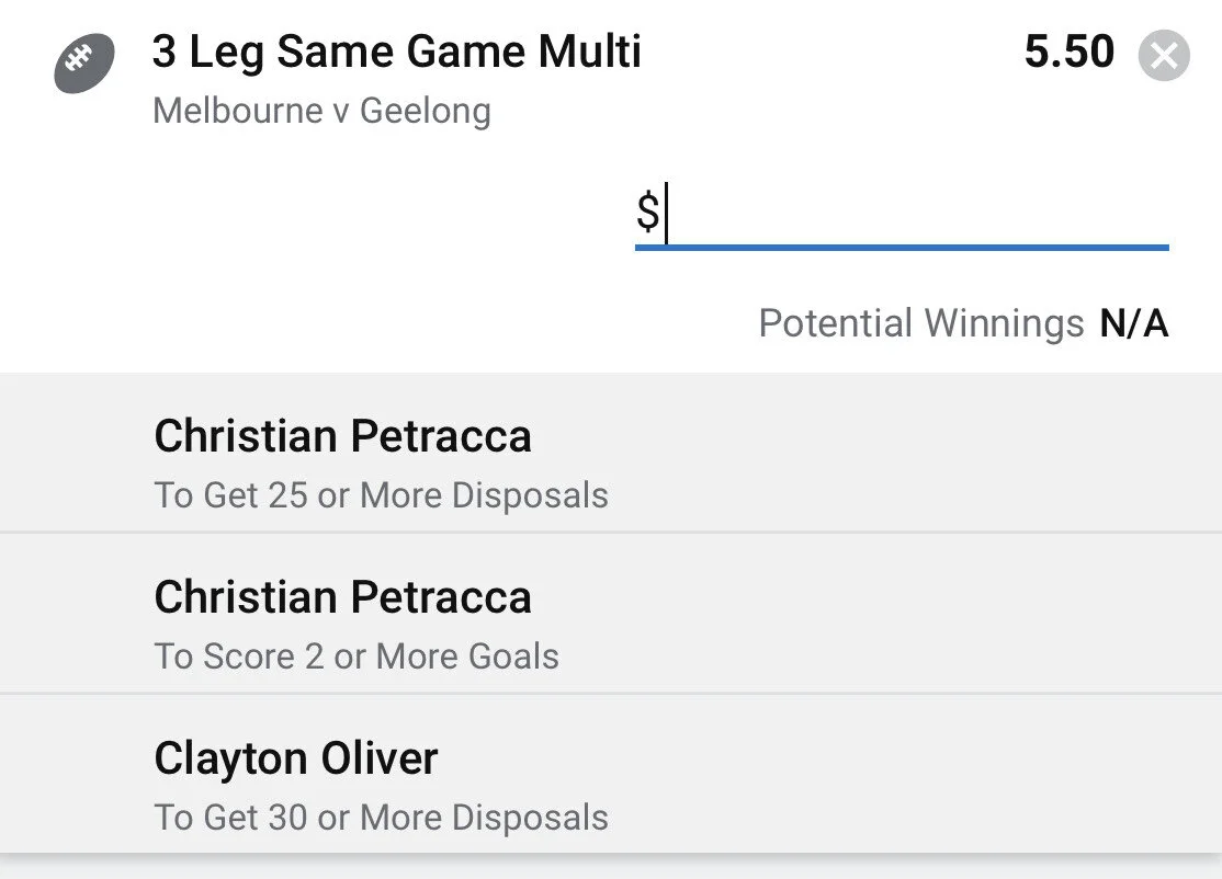 Dees SGM - Stake 2 Units - Minimum Odds 4.7 - Best Book Sportsbet