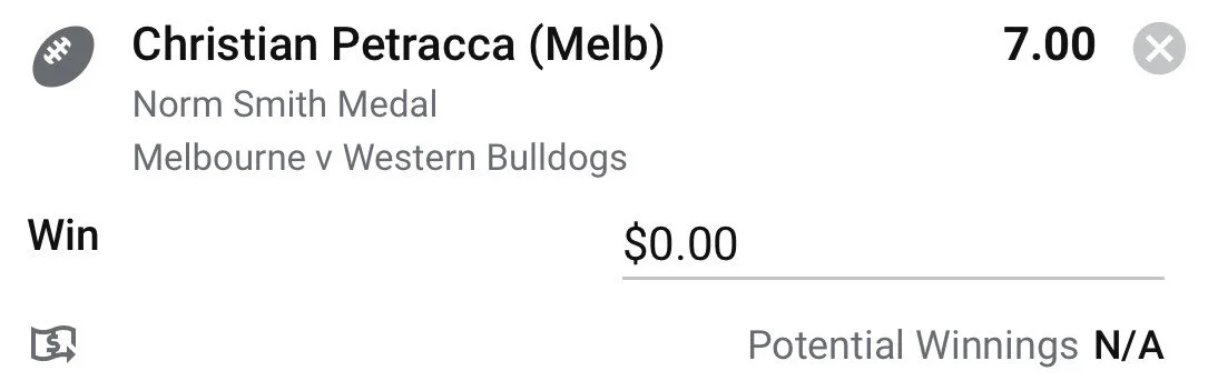 Petracca Norm Smith - Stake 1.5 Units - Minimum Odds 6 - Best Book Sportsbet