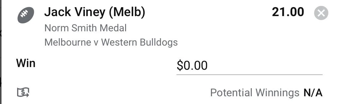 Viney Norm Smith - Stake 0.5 Units - Minimum Odds 19 - Best Book Sportsbet