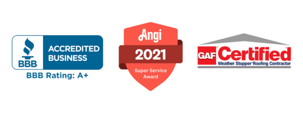 BBB Logo, Angie's List 2021 Logo, and GAF logo