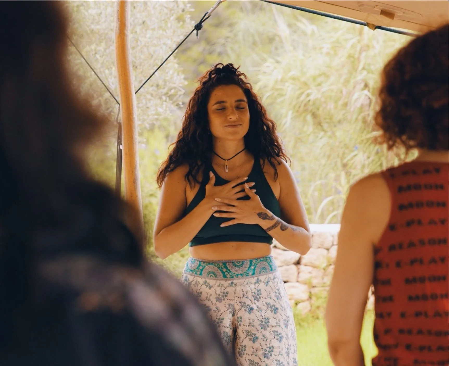 Bella holding a conscious connected breathwork session in Ibiza 
