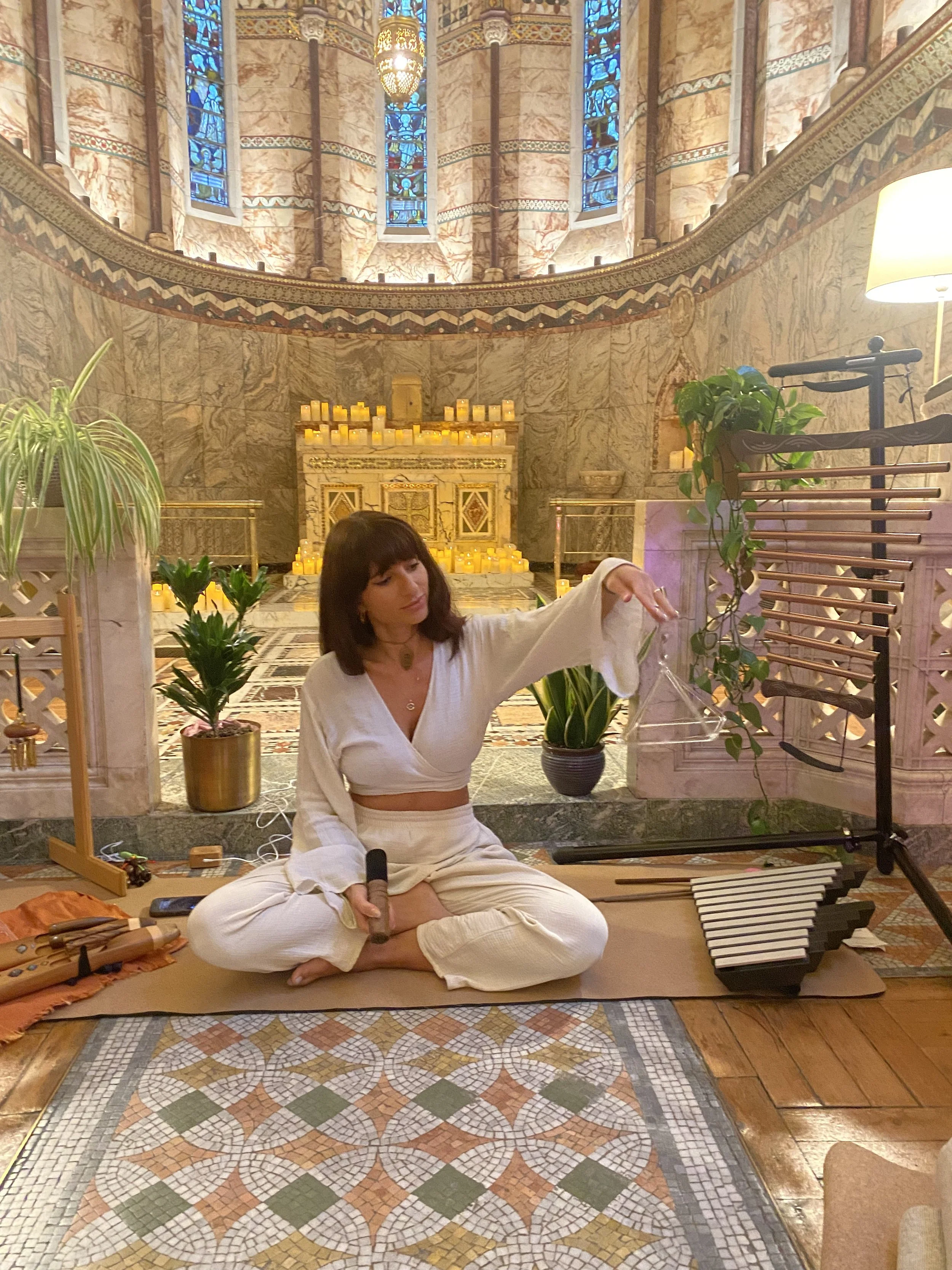 Bella holding a Breathwork, gong and sound healing ceremony in Ibiza