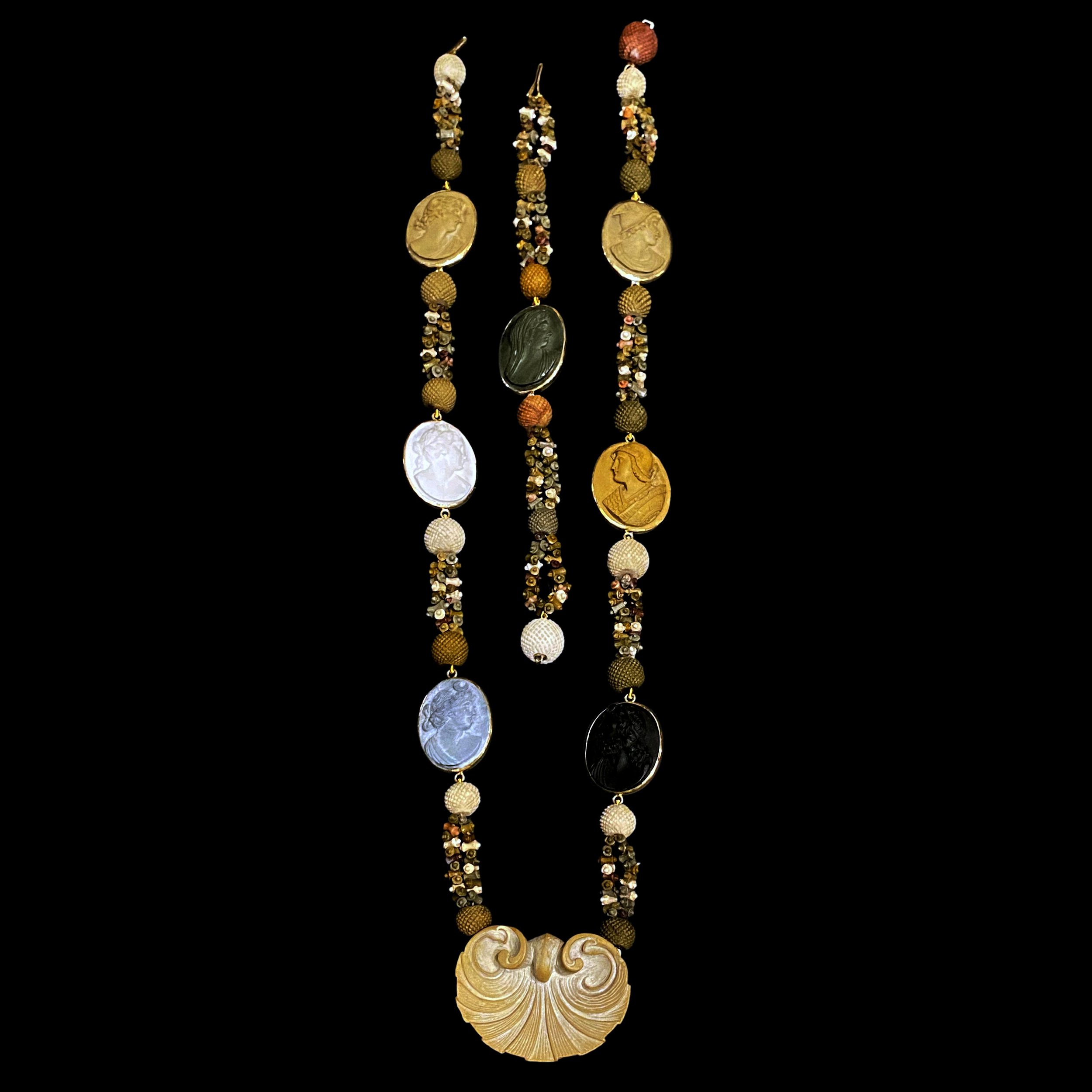 completo collana e bracciale pietra lavica