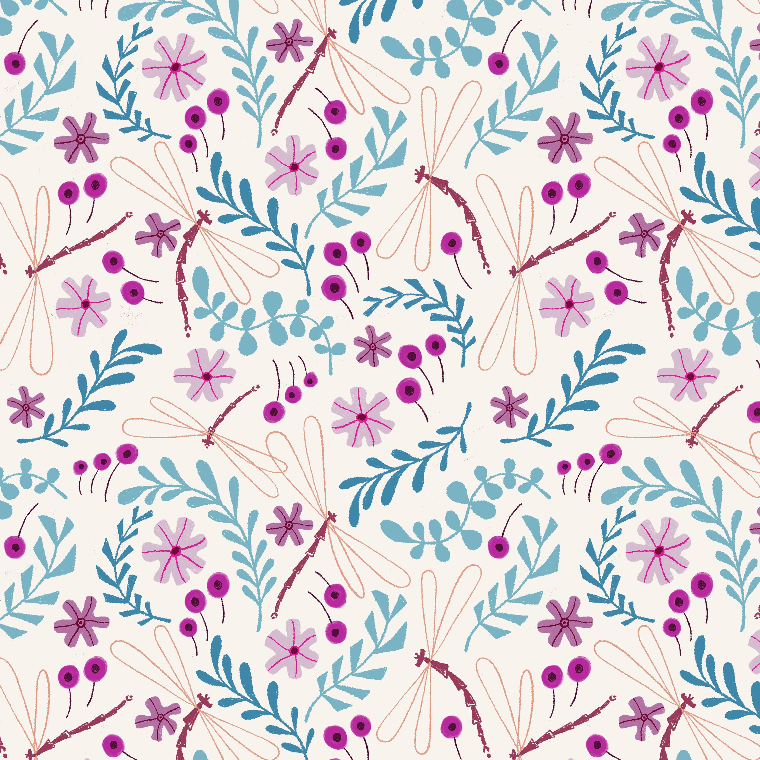 Dragonfly Floral Pattern