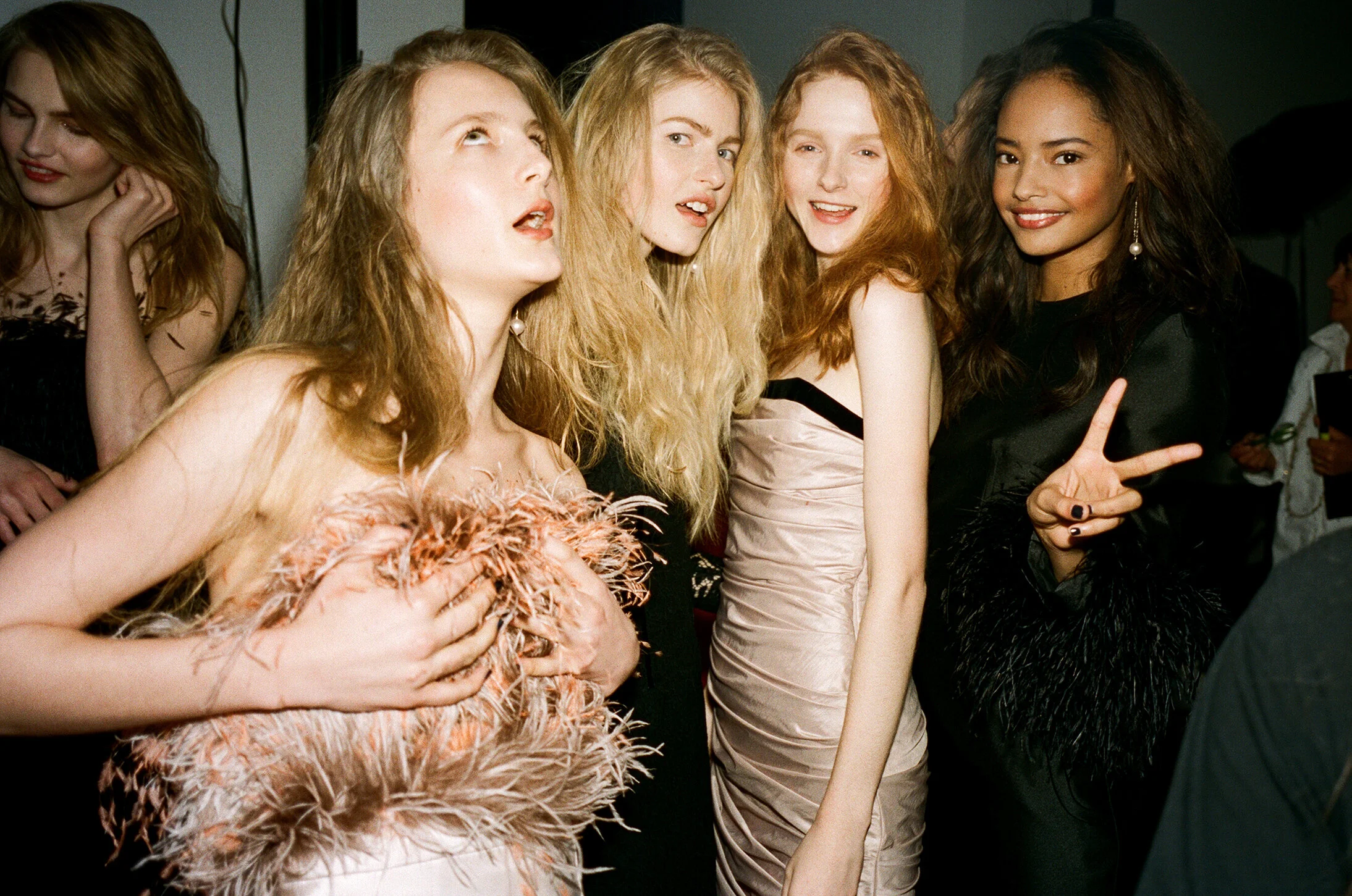 Models backstage at London Fashion week