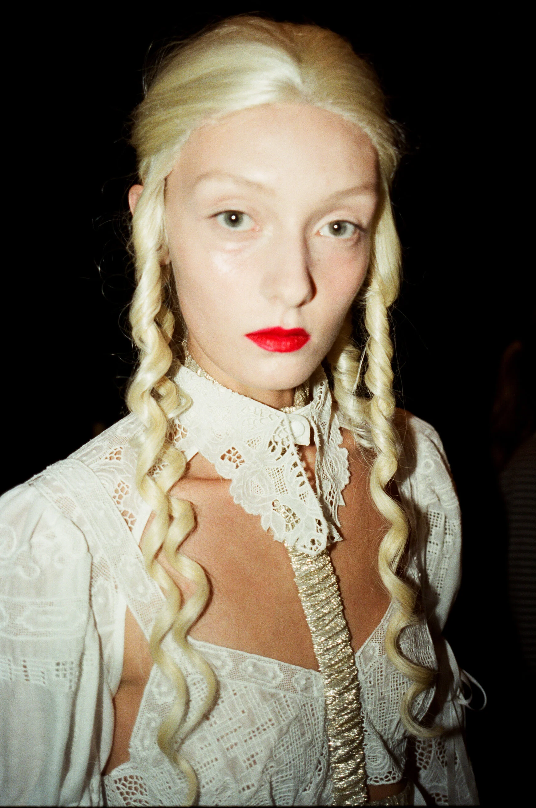 Model backstage at Meadham Kirchoff