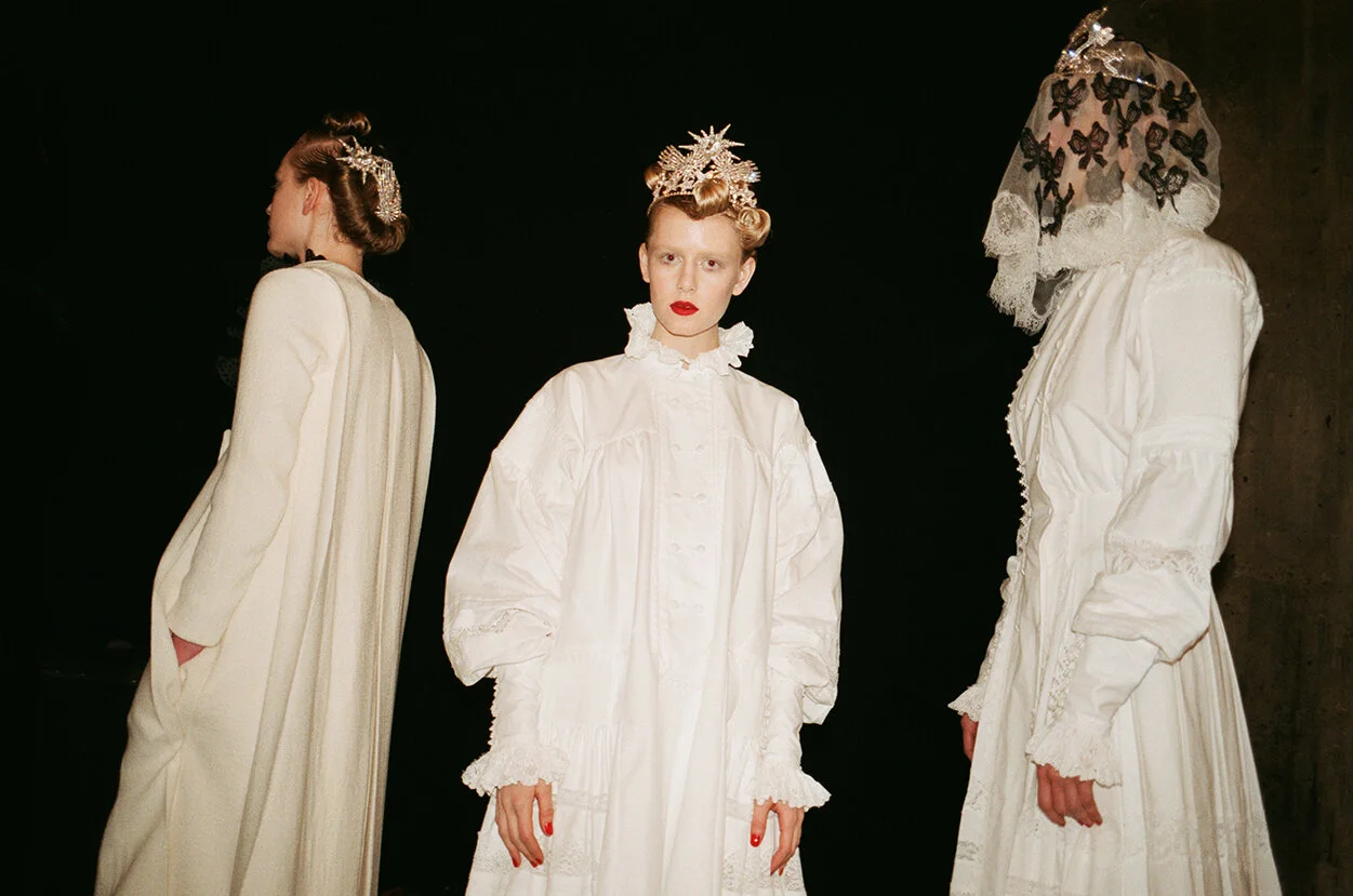 Models backstage at Meadham Kirchoff