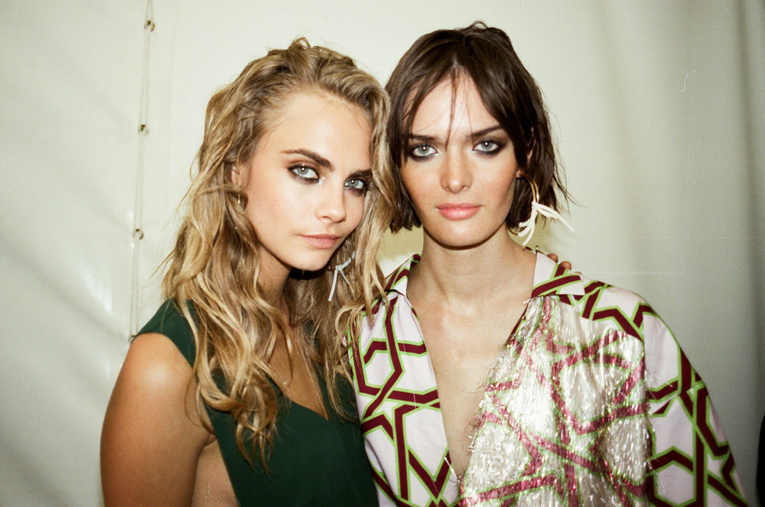 Cara Delivigne and Sam Rollinson backstage at London Fashion week