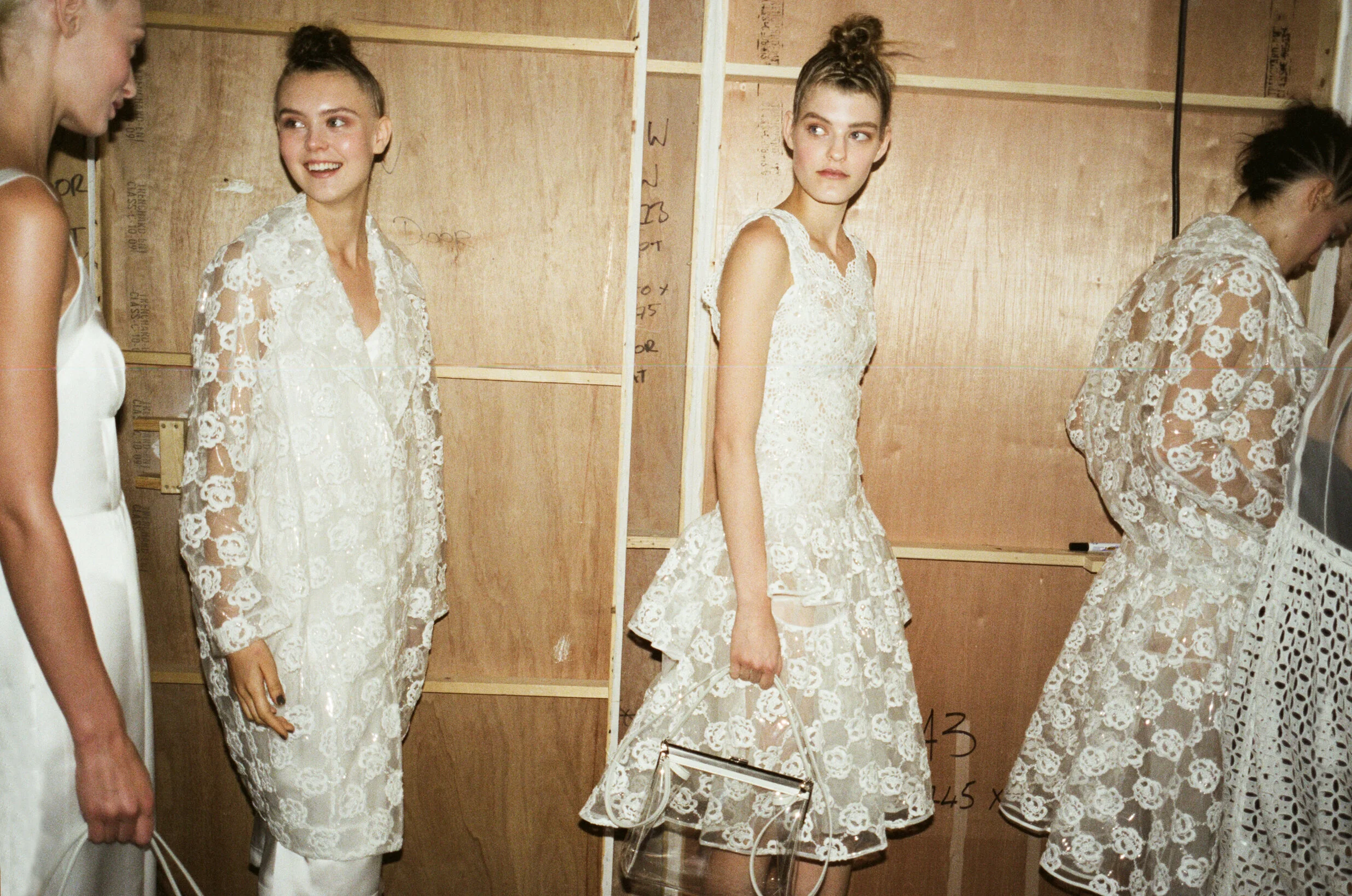 Models backstage at Simone Rocha