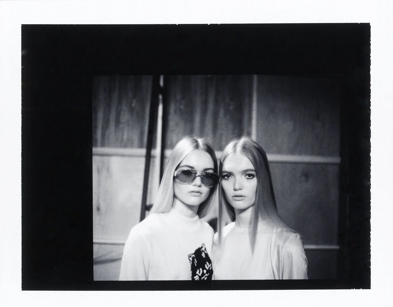 Polaroid of Ruth and May Bell backstage at London Fashion week