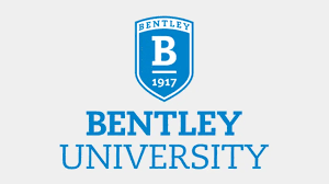 Bentley University logo with a blue shield containing a large letter B and the year 1917, accompanied by the text 'Bentley University' in blue.