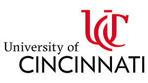 University of Cincinnati logo with red UC letters and the university name in black text.
