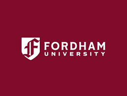 Fordham University logo on a maroon background.
