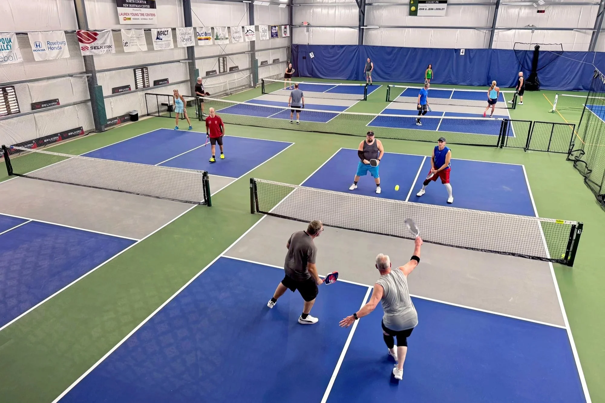 Indoor pickleball courts at the Umpqua Valley Tennis Center