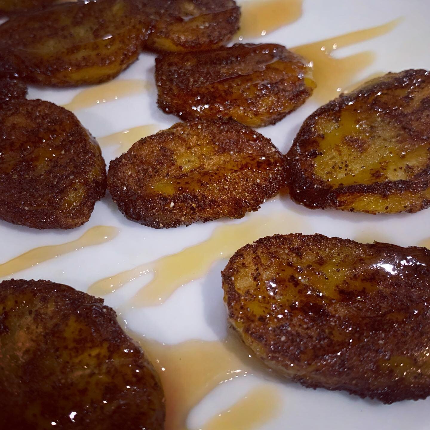 Destin loves plantains and I always forget it&rsquo;s such a super easy and delicious snack. 

Here&rsquo;s a quick recipe to try at home: 

Heat up 2 tablespoons of coconut oil  in a sautee pan. Slice a plantain into 1/4 inch slices and season both 