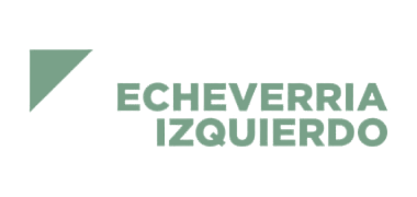 Logotipo de Echeverría Izquierdo con un triángulo verde y texto en mayúsculas