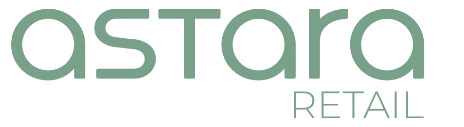 Logo con la palabra "astara" y bajo ella dice "retail".