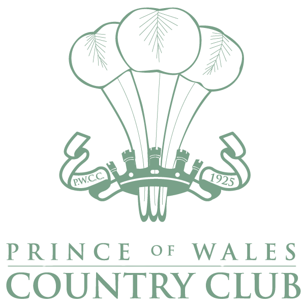 Logo con las plumas del Príncipe de Wales y abajo el texto Prince of Wales Country Club.