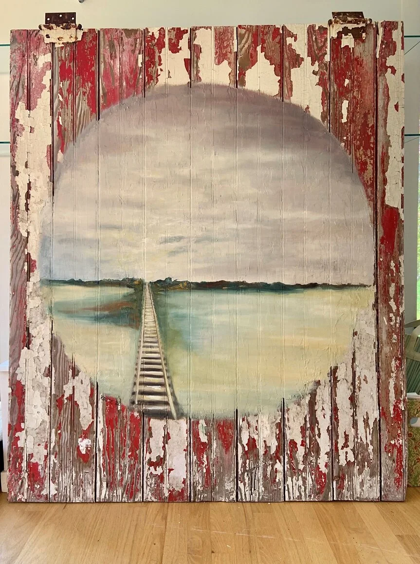 "Route 22" - Oil on reclaimed wood - 45 x 54