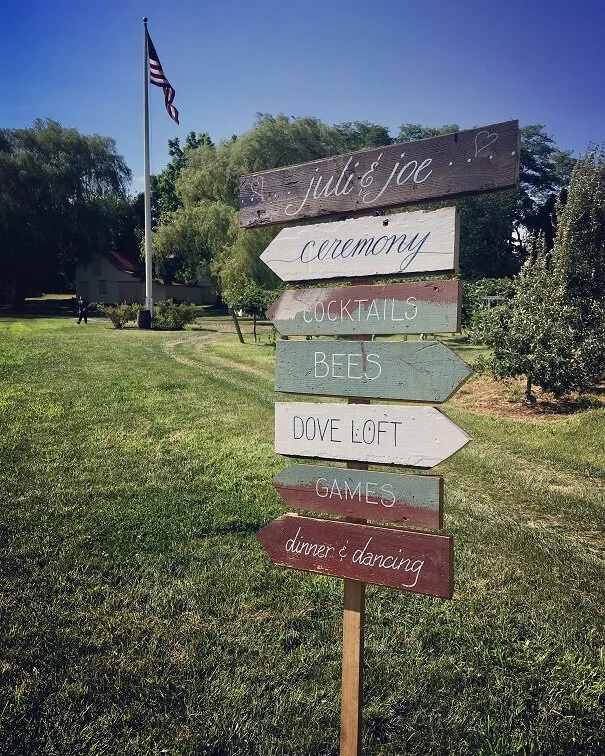 Signage on reclaimed wood