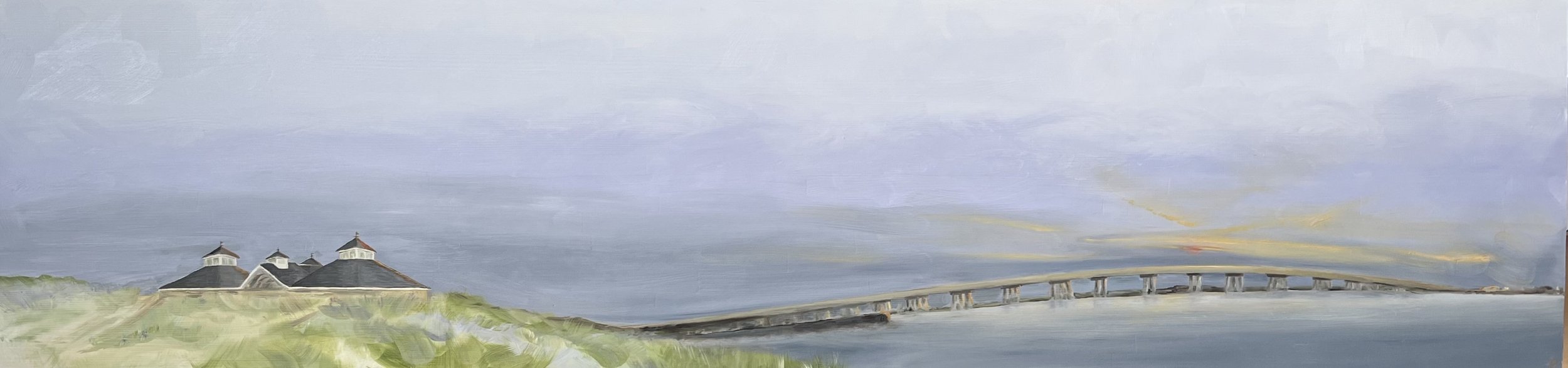 Ponquogue Panorama - Oil on wood panel - 17 x 72