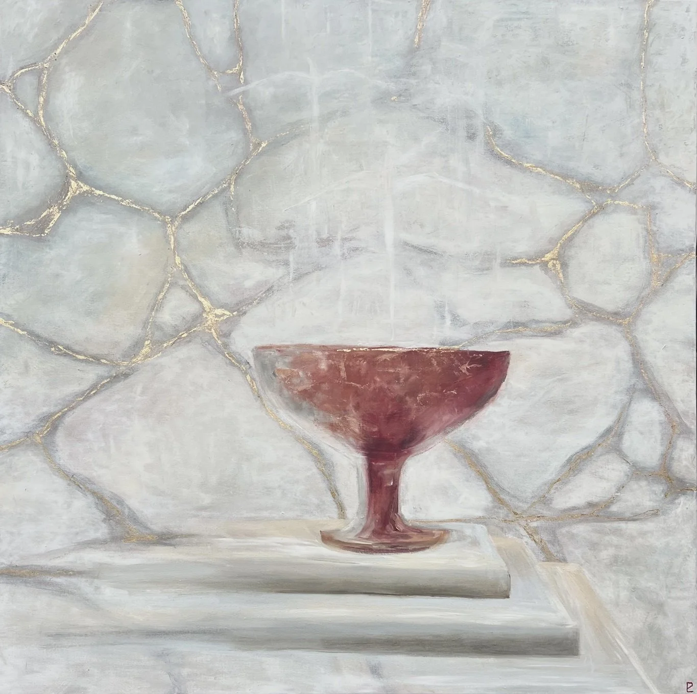 "Motherlines" - Oil/Cold Wax/Metal Leaf on Canvas - 40 x 40