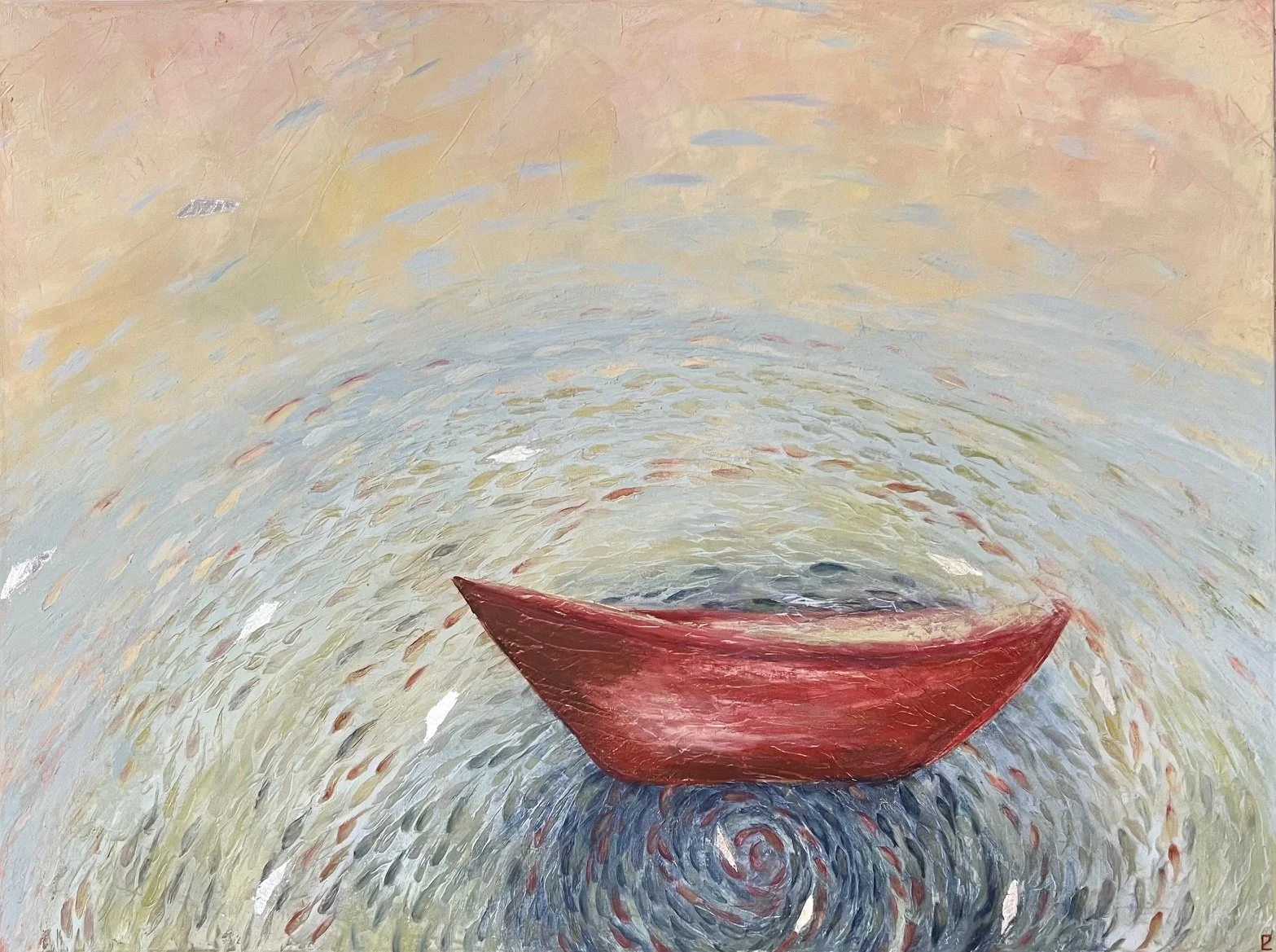 "Embracing the Tao" - Oil/Cold Wax/Silver Leaf on Canvas - 30 x 40