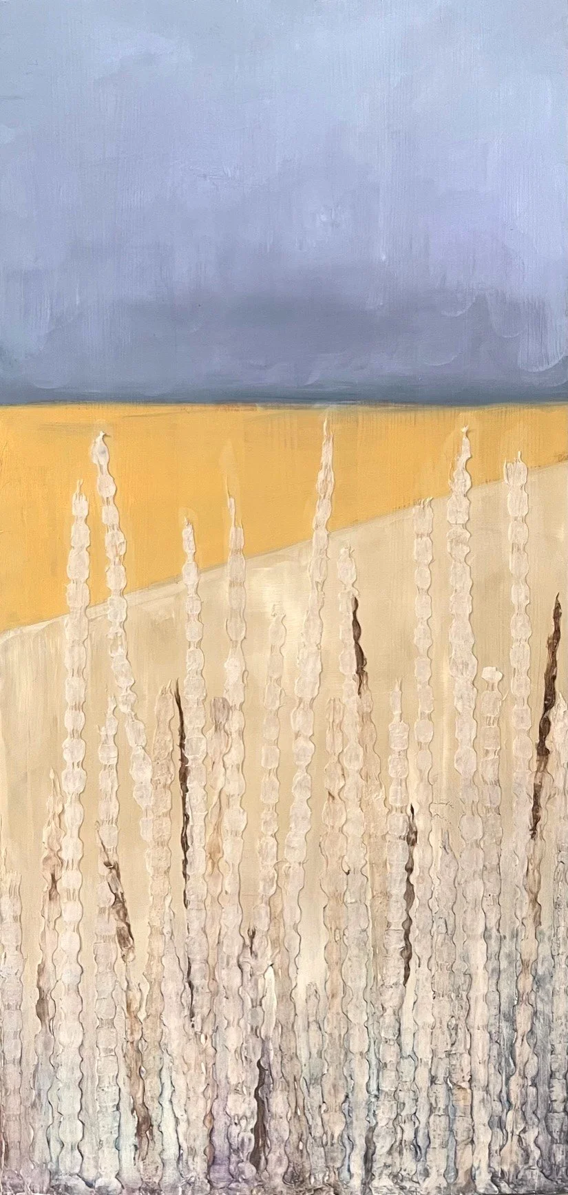 "Cattails" - Wood Panel - 36 x 17