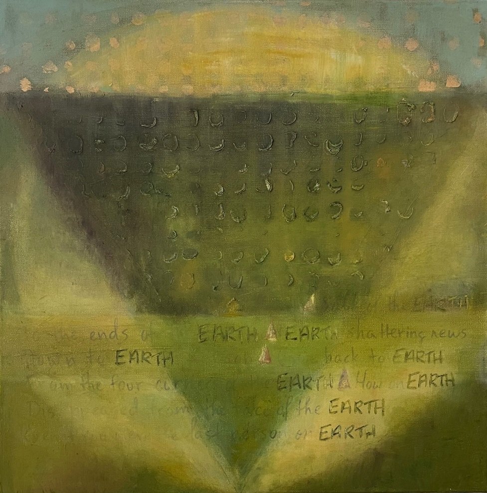 "Ron's Lists - Elements: Earth" - Oil/Cold Wax on Canvas - 20 x 20