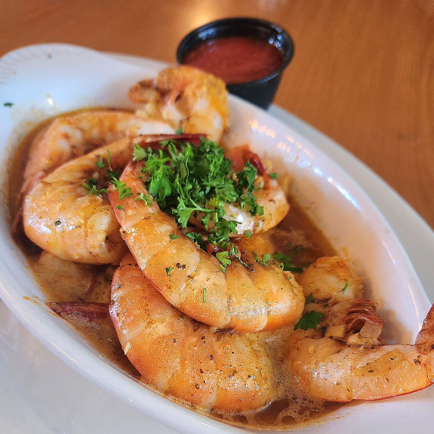 Steamed in lager, Old Bay, onion, tomato and butter...our peel &amp; eat shrimp is a great start to your dinner. 🦐 #beaufortsc