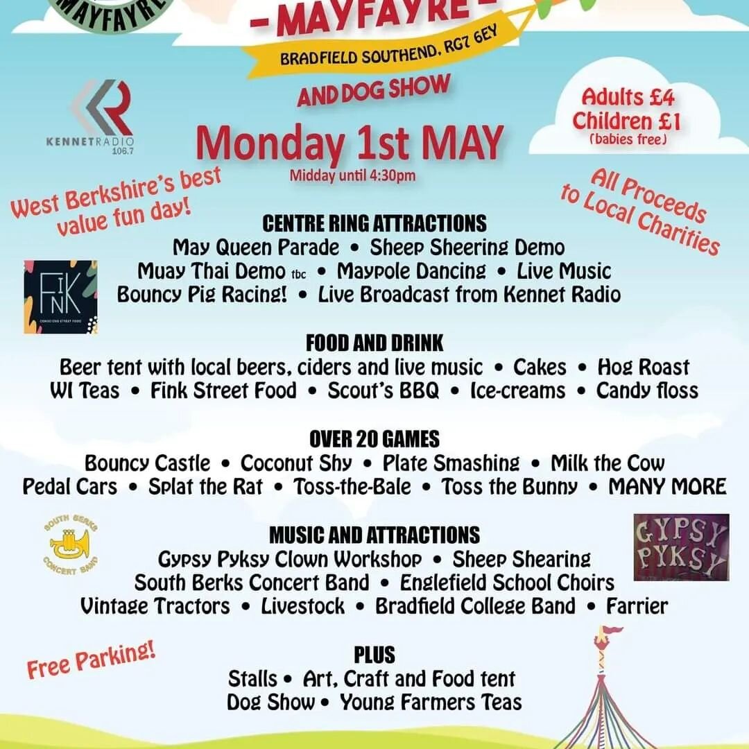 Hope you're having a good Bank Holiday weekend 😊

If you're looking for something to do tomorrow we will be at the Bradfield Mayfayre which looks like a fantastic event with lots going on 😁 

You can find us in the marquee with some other lovely sm