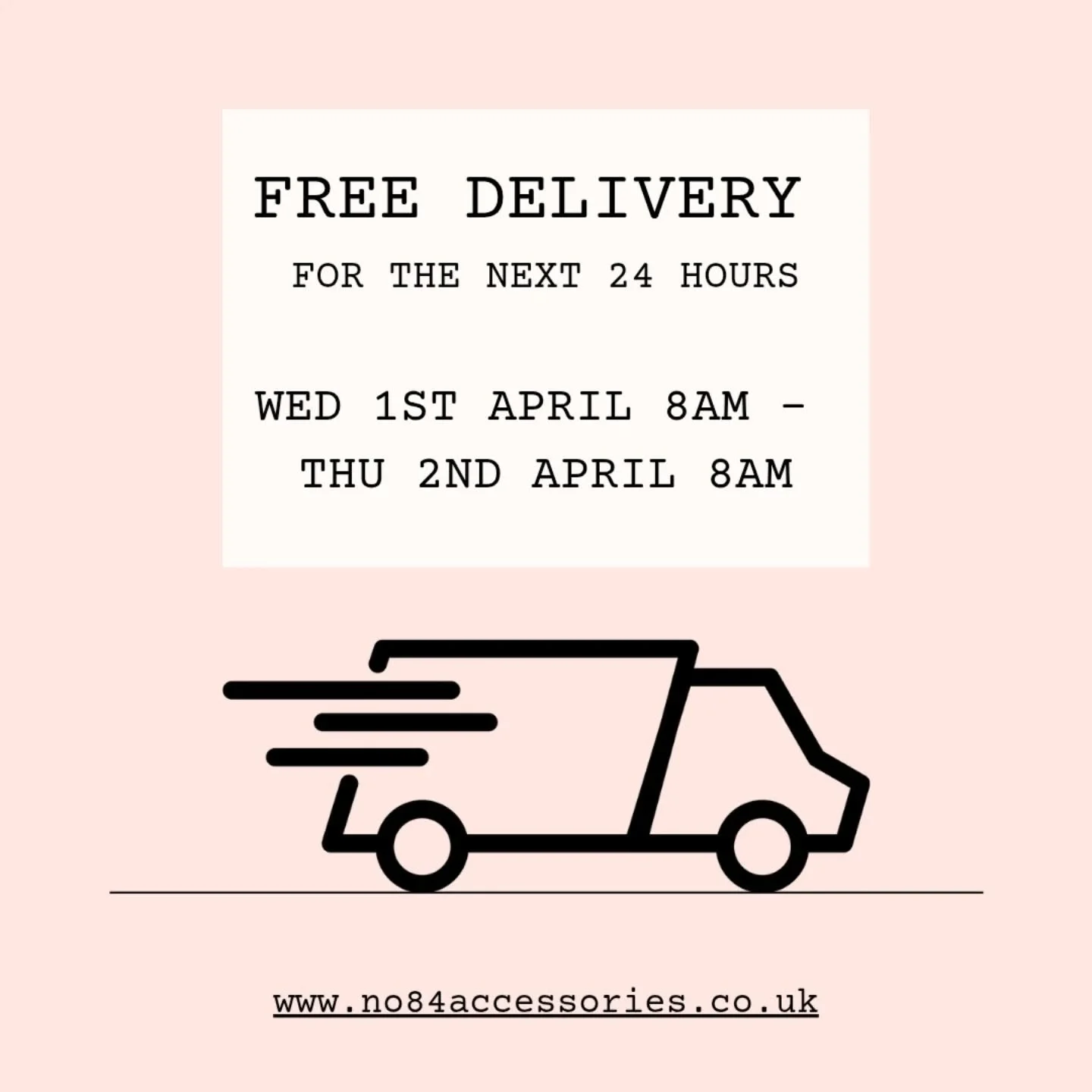 Don't forget to take advantage of our FREE DELIVERY offer valid for online orders up until 8am tomorrow 😊

Shop now at www.no84accessories.co.uk