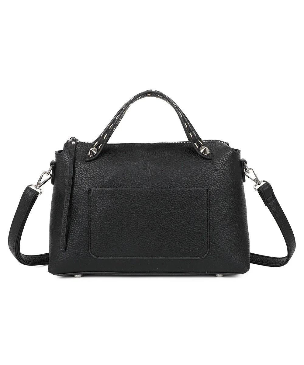 Stitch Detail Grab Handle Bag - Black