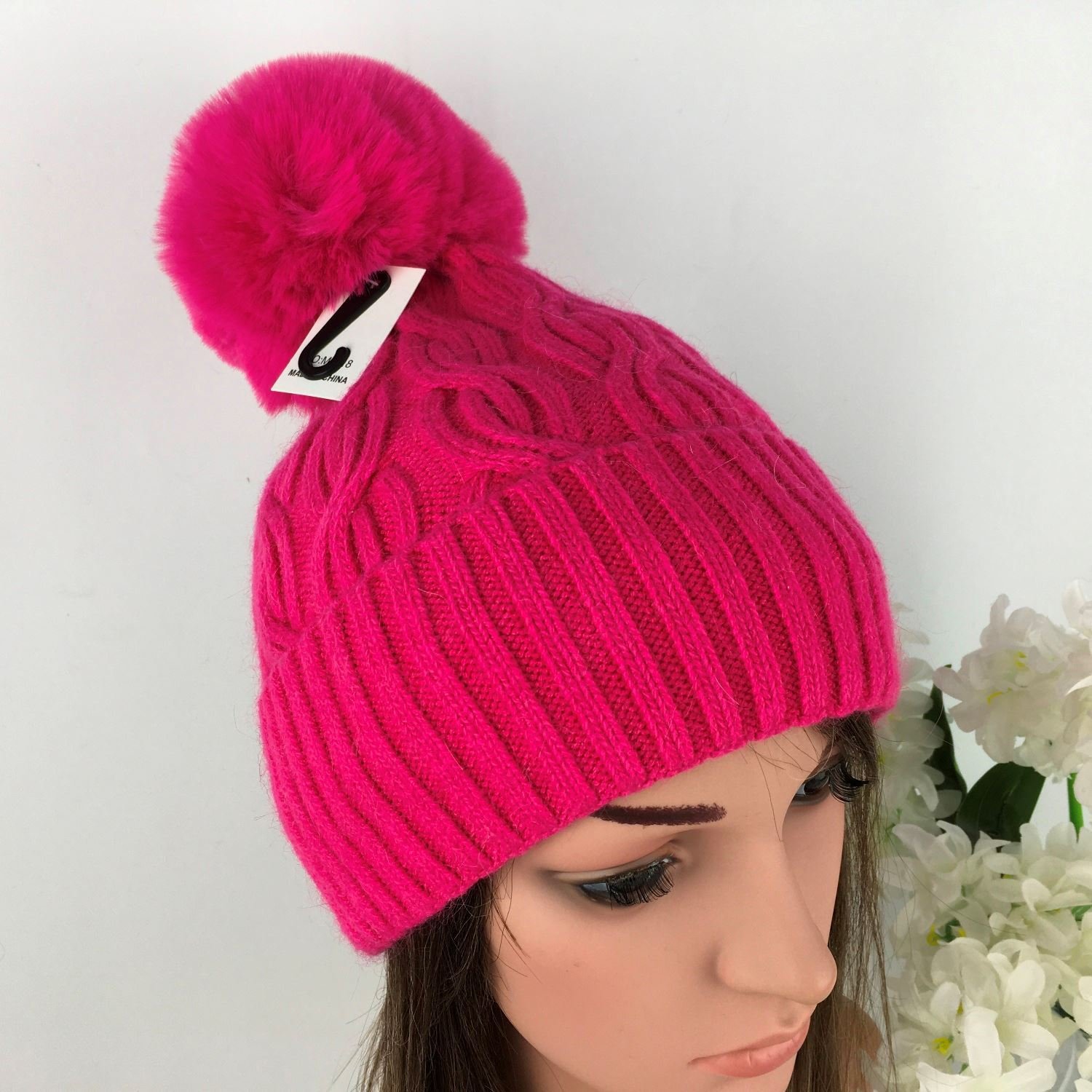 Pom Pom Hat - Fuchsia