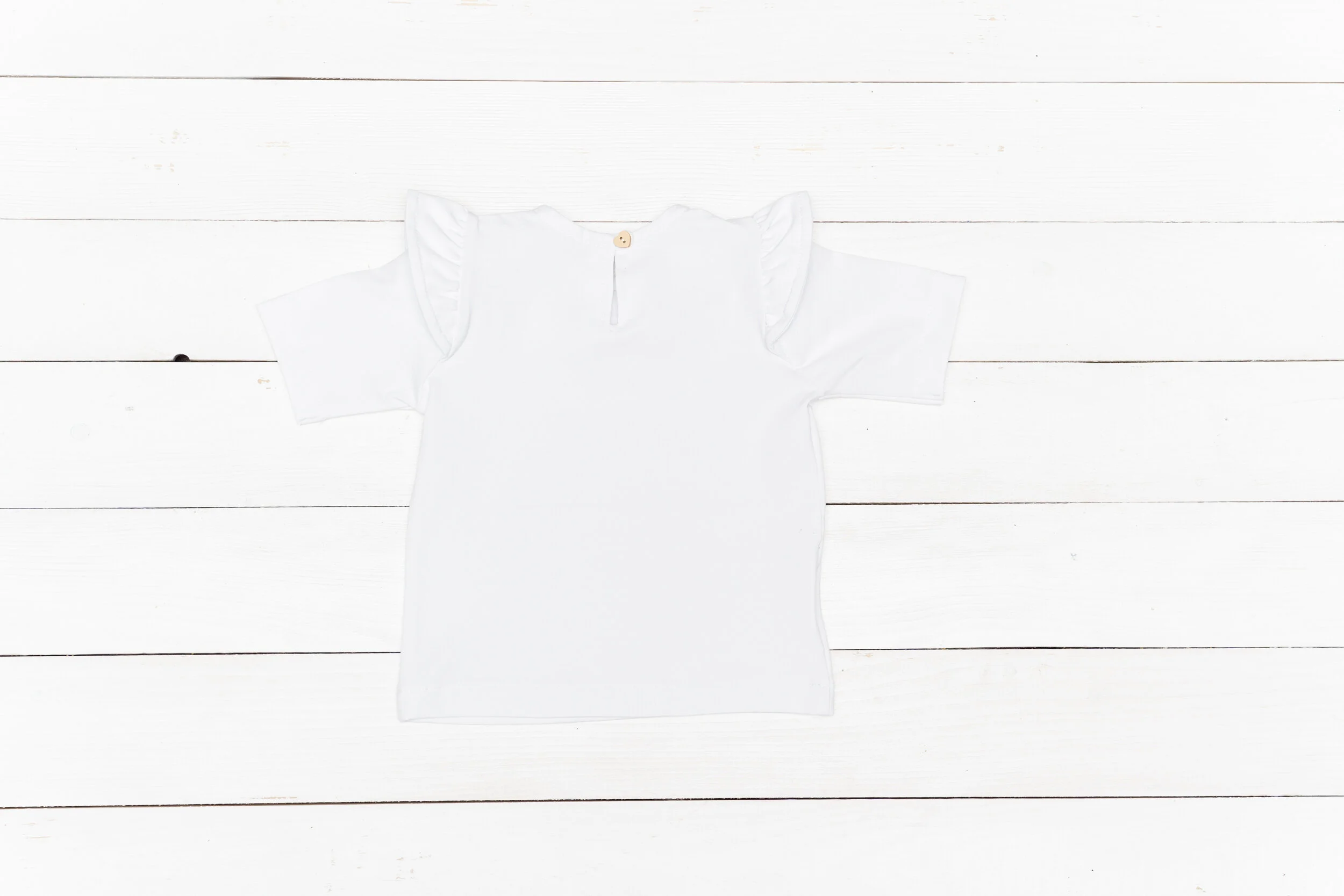 Short Sleeved White Ruffle Top — DRESSUPBABY