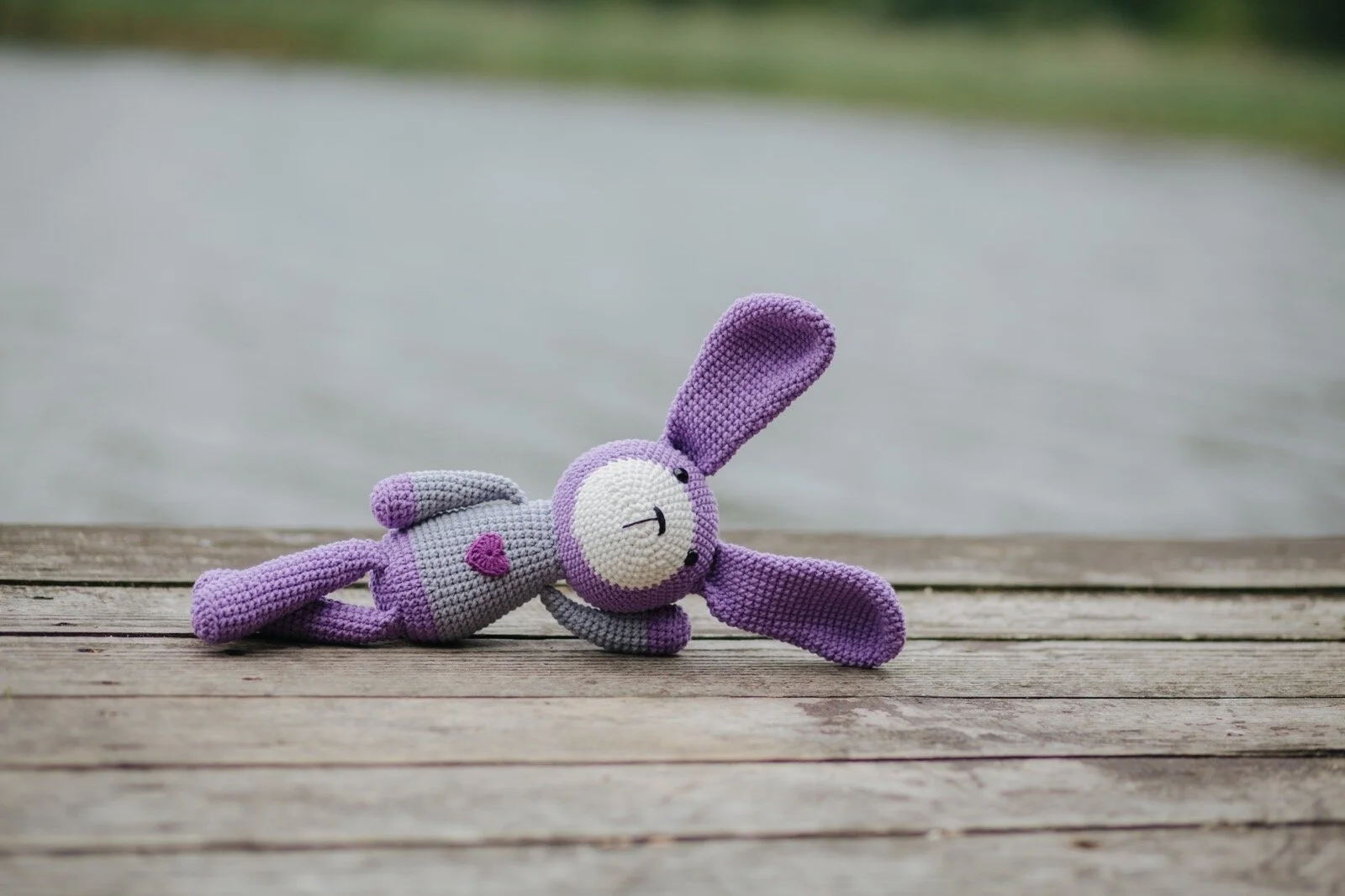 crochet purple bunny with long ears 
