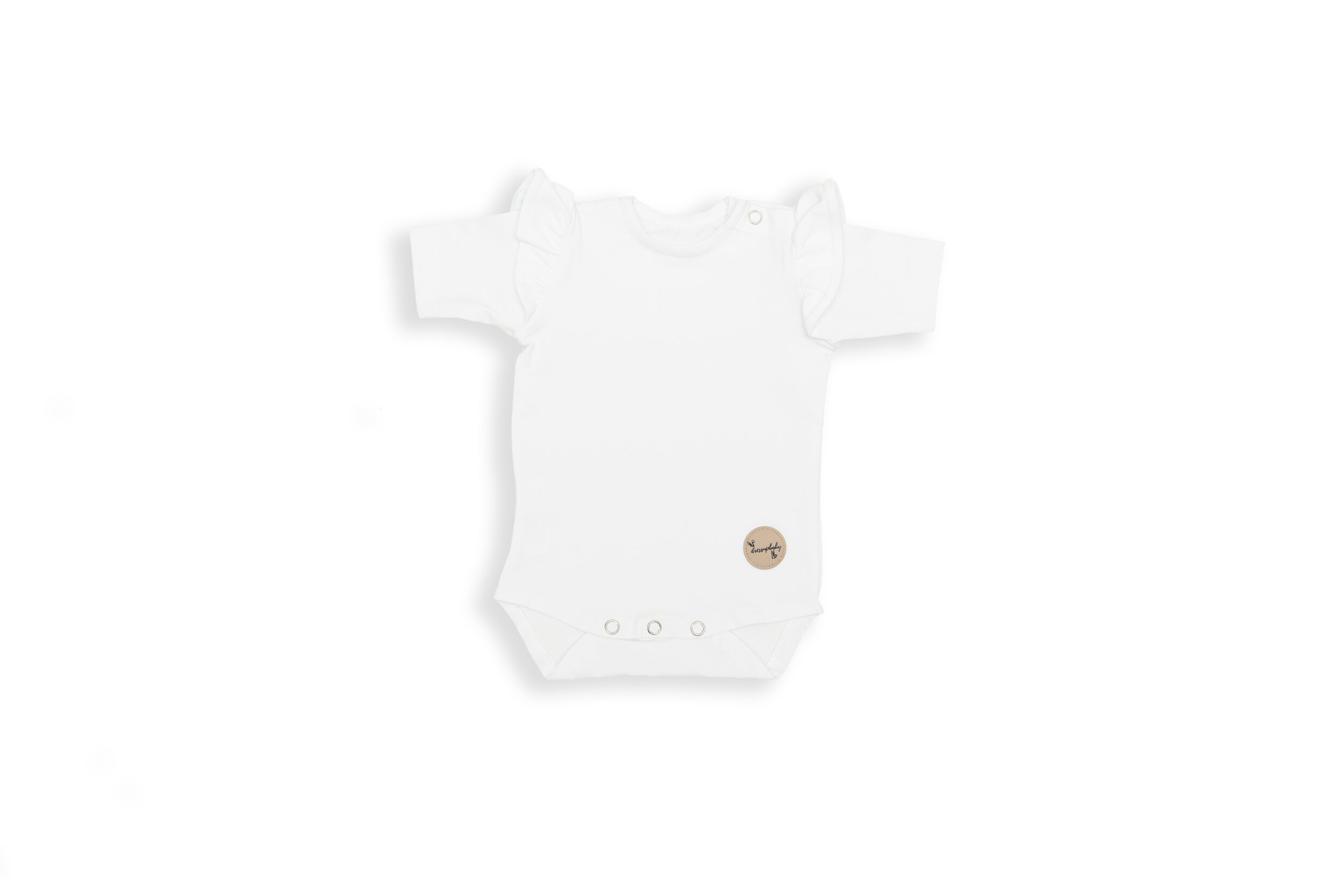 Short Sleeved White Ruffle Bodysuit