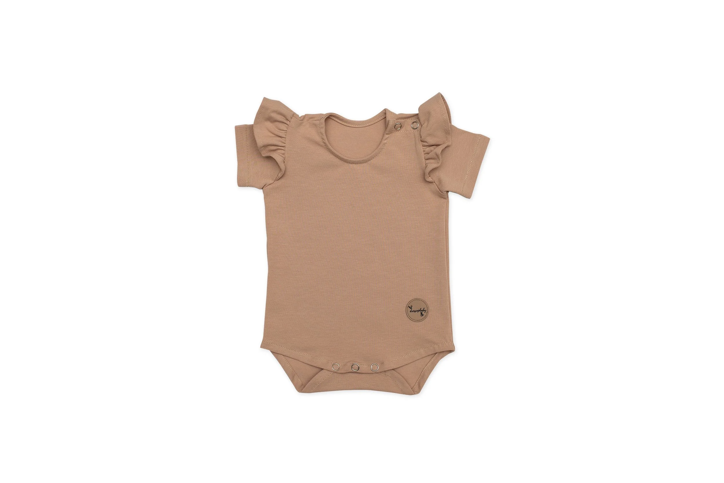 Short Sleeved Beige Ruffle Bodysuit /T-Shirt