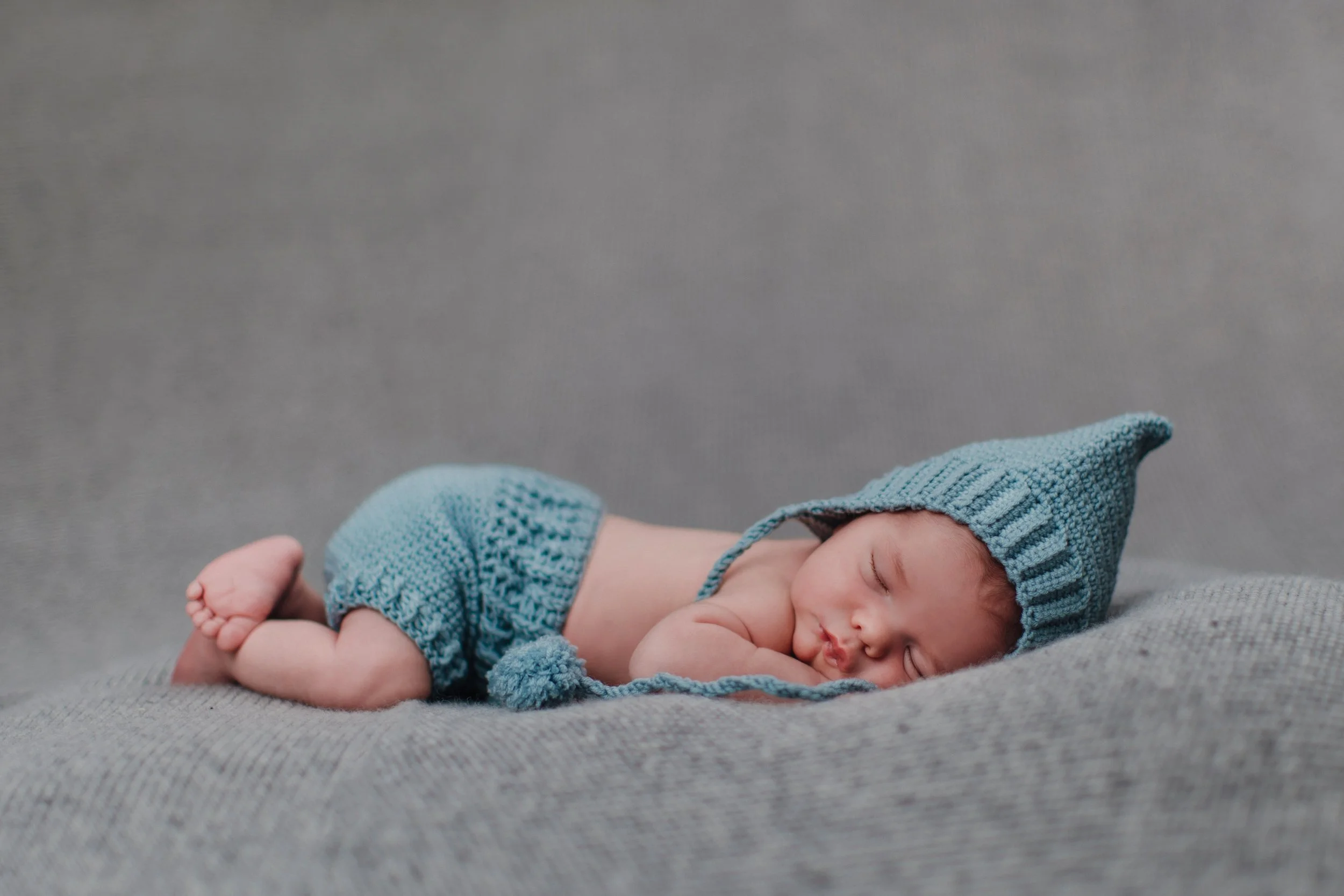Crochet Blue Pixie Bonnet with Bloomers