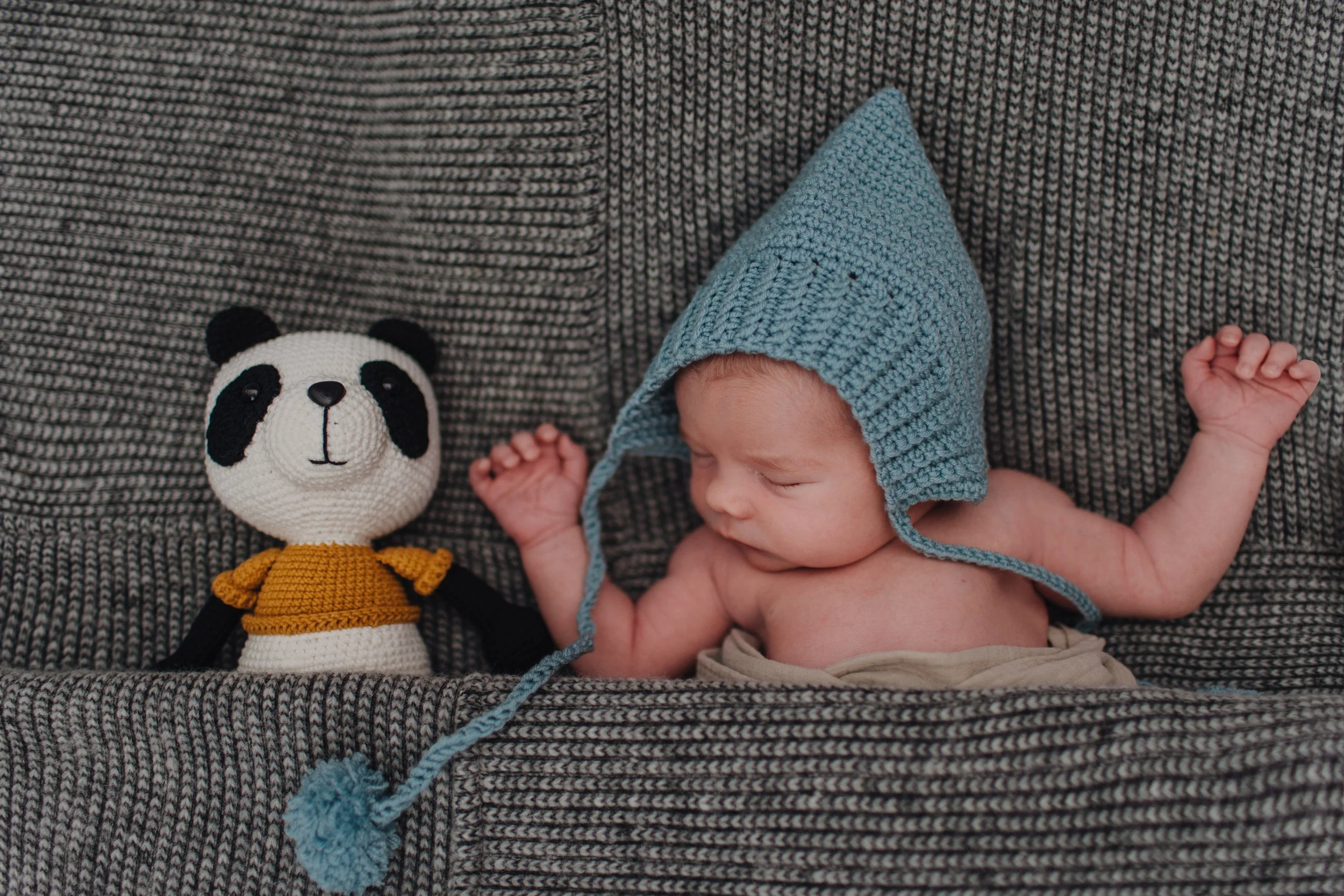 Crochet Pixie Bonnet in Blue