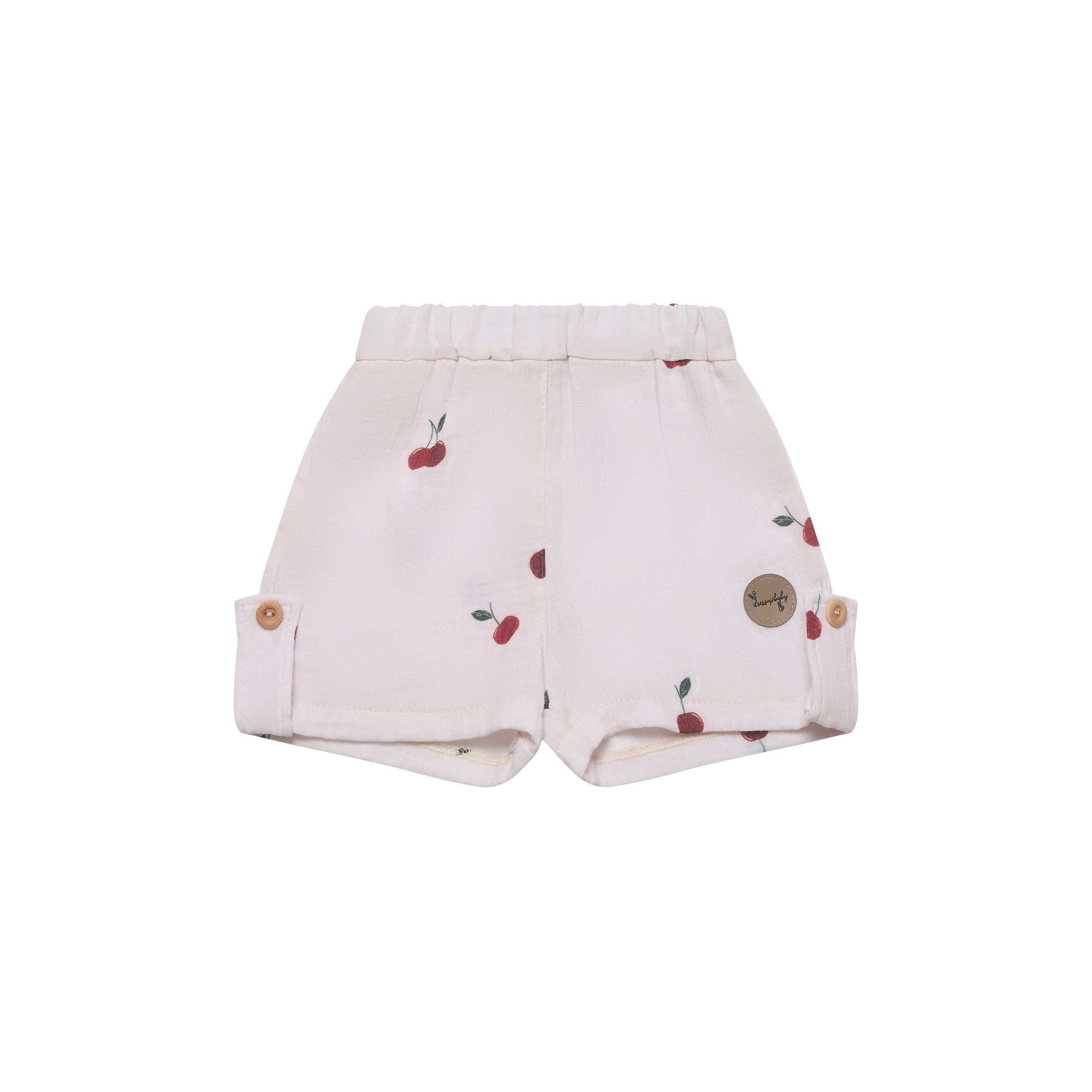 Handmade Baby Cherry Print Shorts with Elastic Waistband