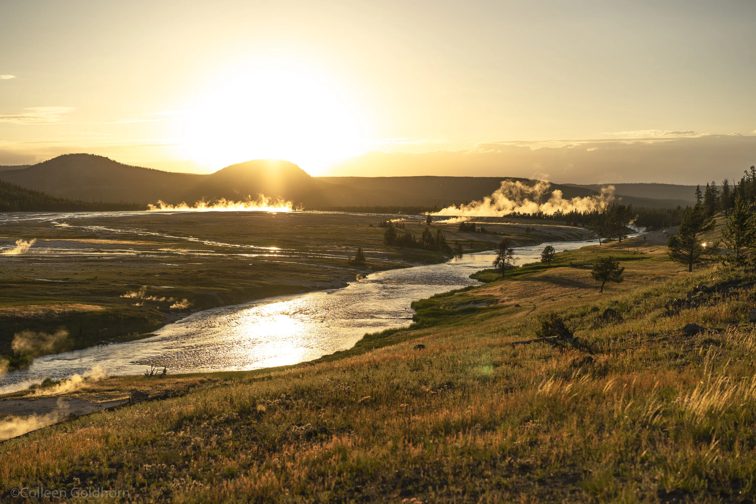 Grand Prismatic Springs Overlook via Fairy Falls Trail, Yellowstone National Park, Wyoming
