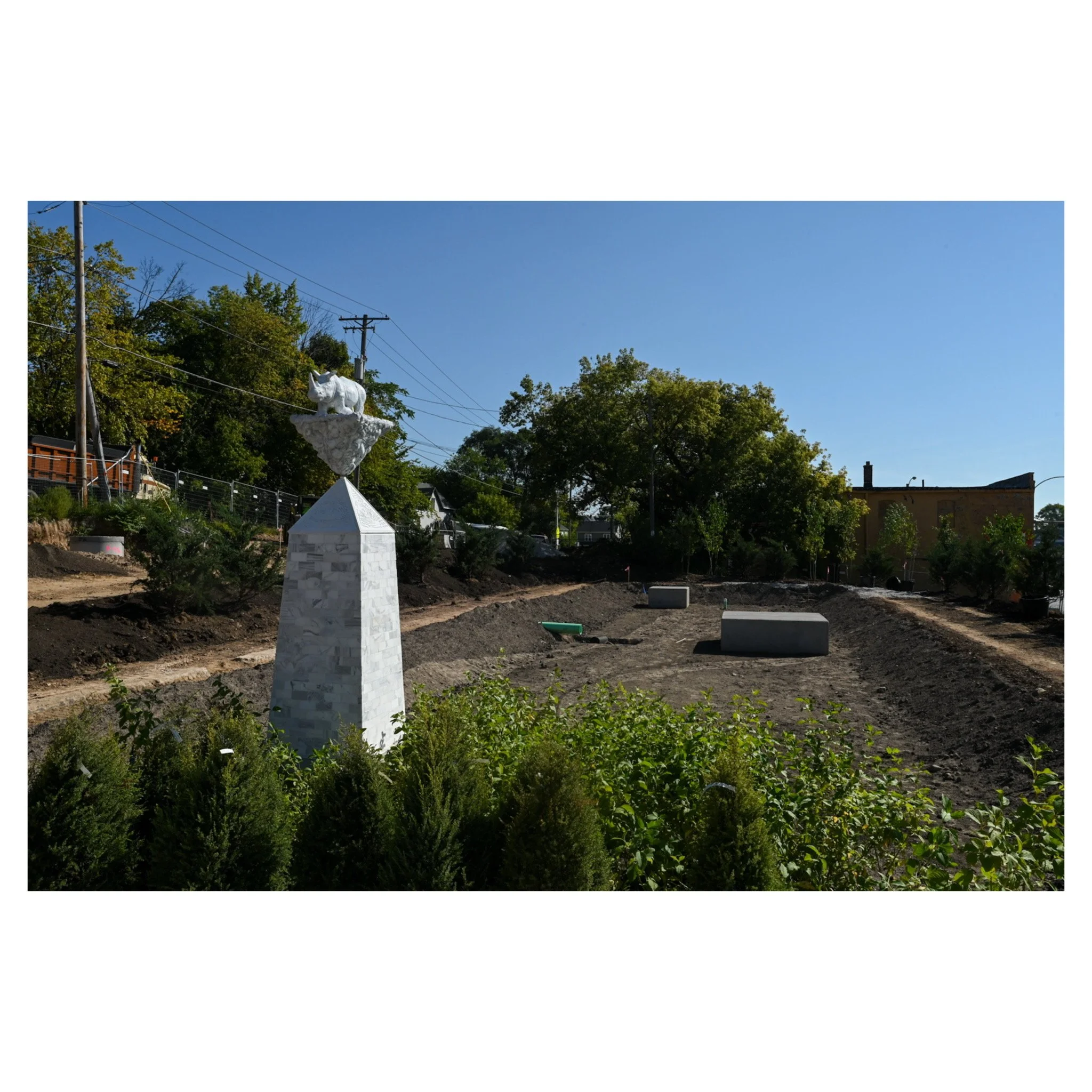 Sculpture Diminishing Returns on location at Art Intersection grounds