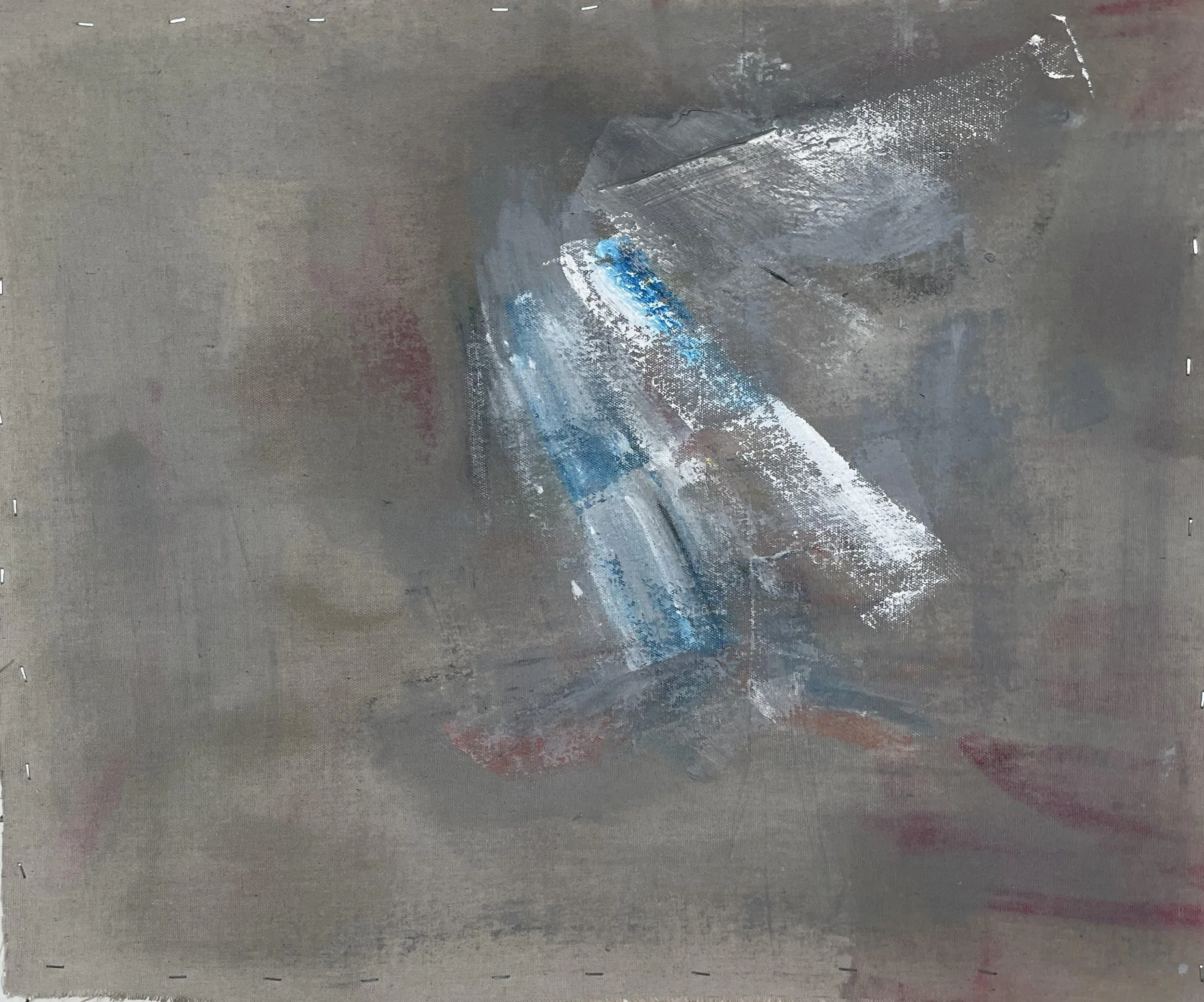 Thrust, 2025, acrylic and pencil on canvas, 24 x 29 in.
