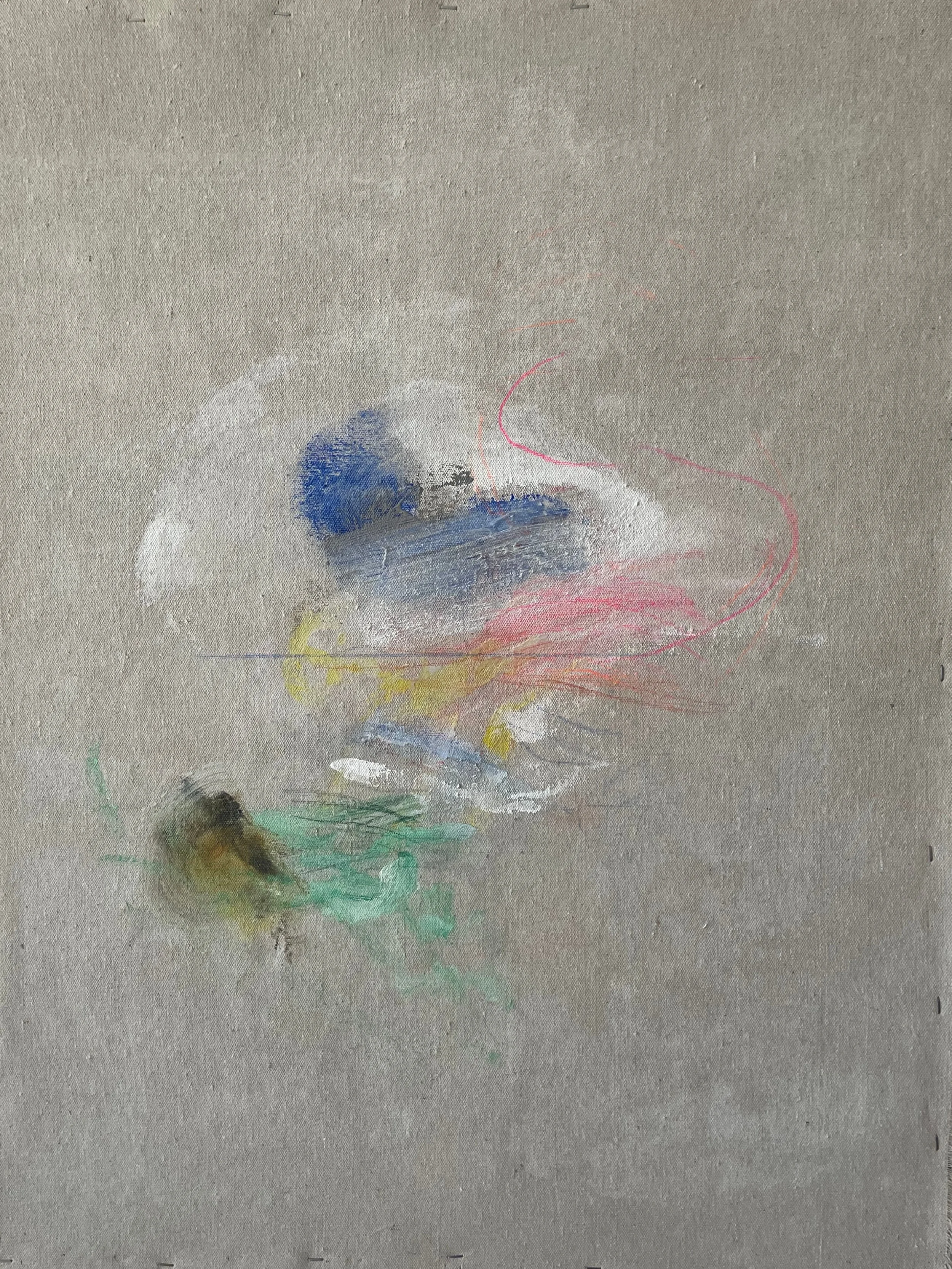 Shroud, 2026, acrylic and pencil on canvas, 33 x 25.5 in. 
