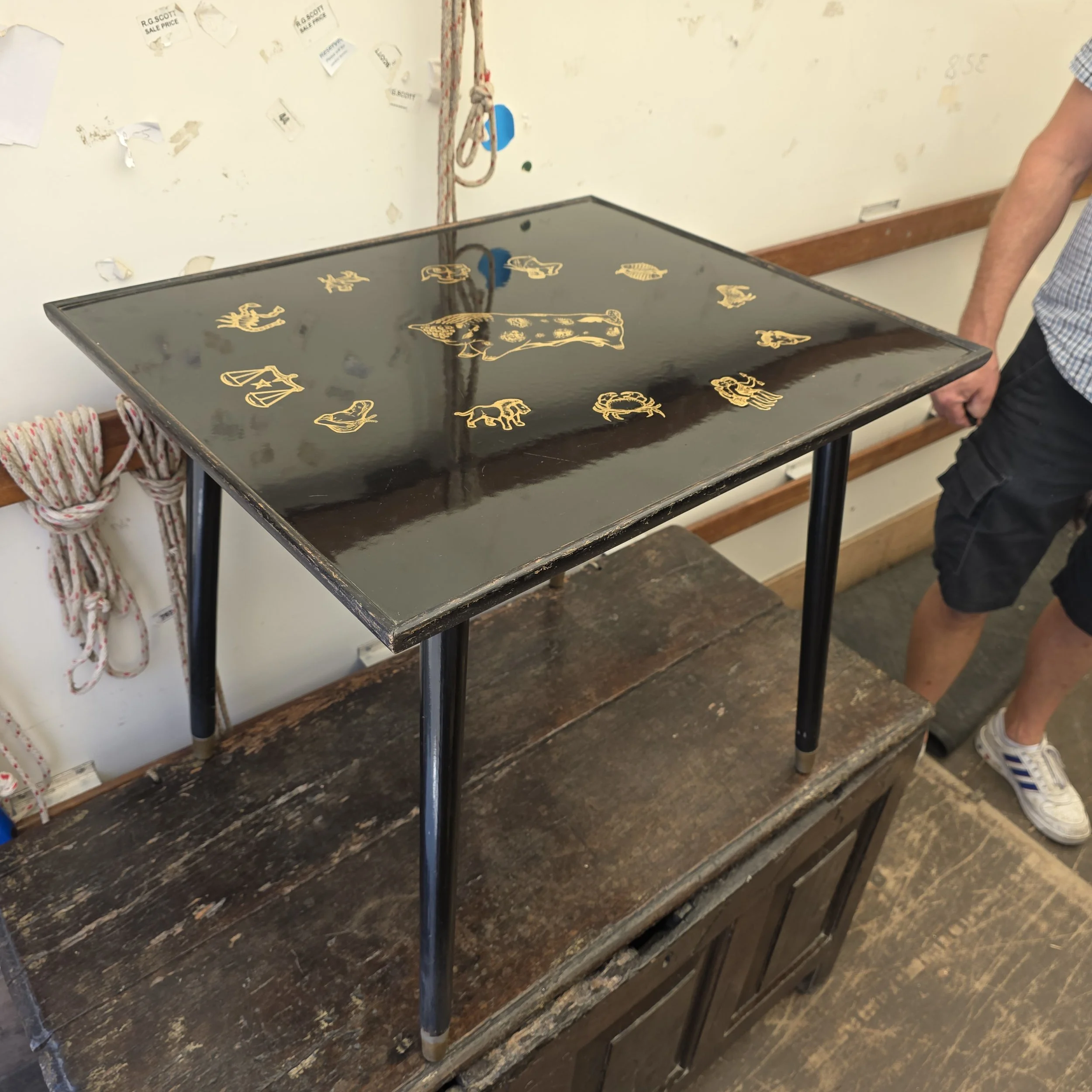 £30 - zodiak small table - 63cm wide52cm deep 55cm high